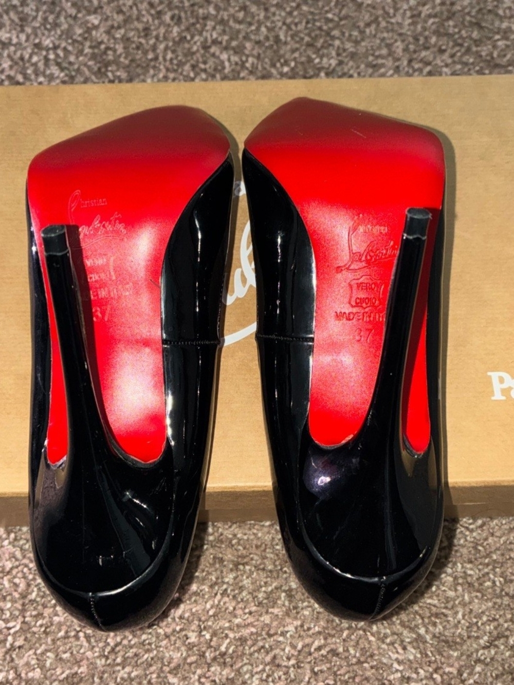 Christian Louboutin Black Patent Leather Pumps with Red Soles